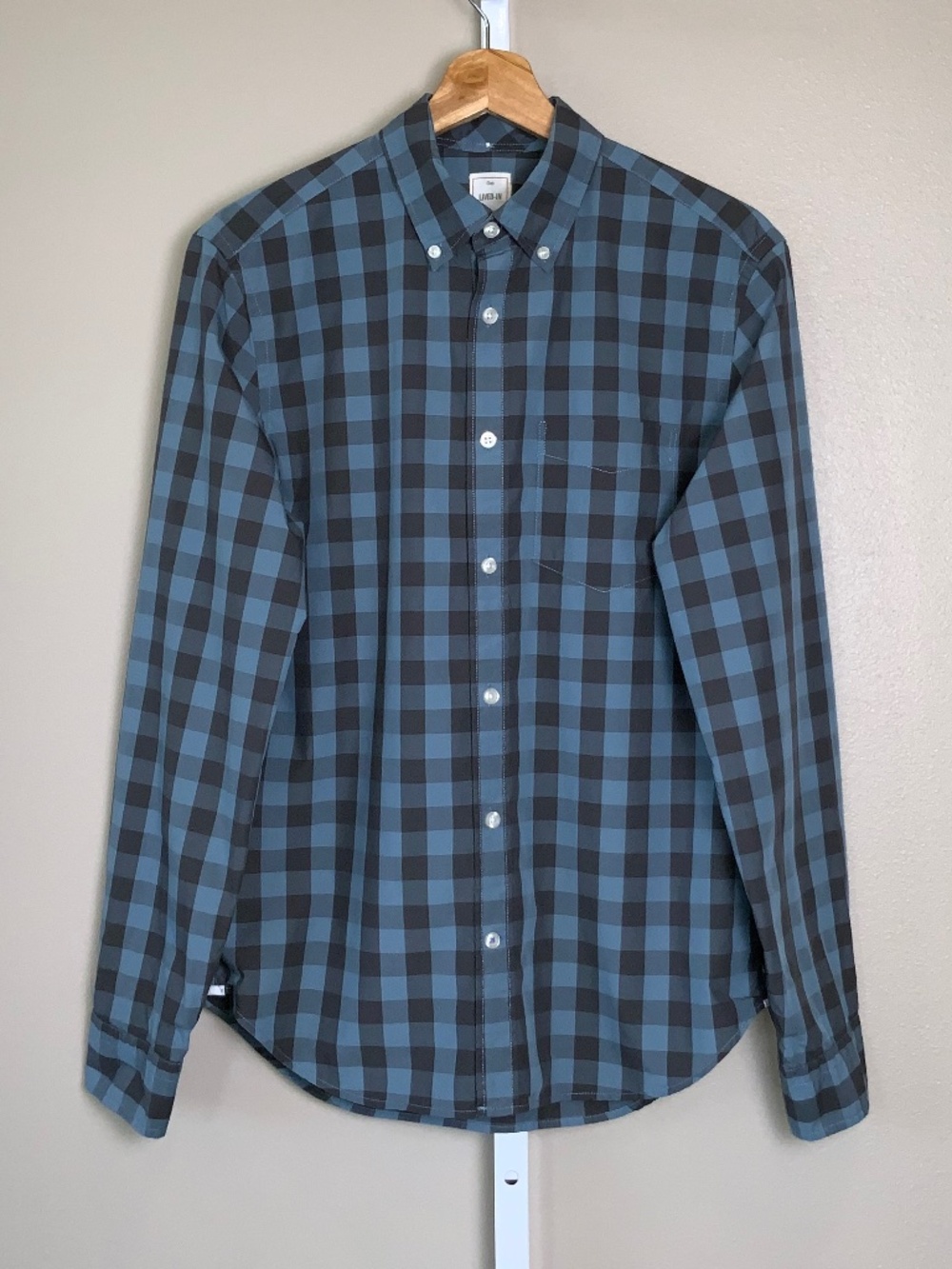 GAP Lived-In Wash Summer Gingham Plaid Check Button Down Oxford Shirt